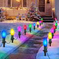 45Ft C9 Led Christmas Pathway Lights Outdoor, 30 Multicolor Bulbs Waterproof Connectable Christmas Walkway Lights for