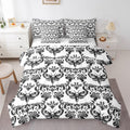 Gothic Bed in A Bag 7 Piece Black White Moth Goth Queen Comforter Set with Sheets Vintage Damask Boho Bedding Sets