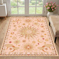 Area Rugs, Washable Vacuum-Friendly Non-Slip Rug Vintage Boho Gothic Sun and Moon Printed Pattern Low Pile Carpet