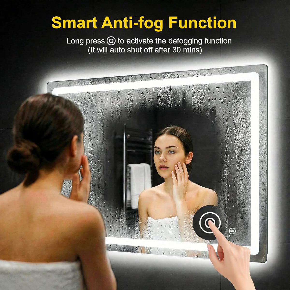 LED Bathroom Mirror with Lights - Anti-Fog, Dimmable, Backlit+Frontlit, 3 Color Light - 40"x30" Lighted Vanity Mirrors