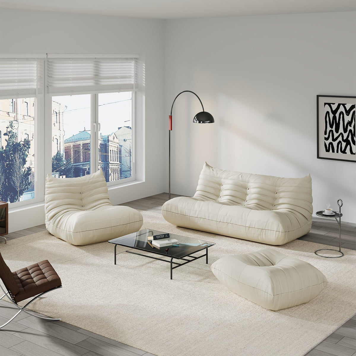 Comfy Lazy Floor Sofa Couch, Soft Armless Chair, Faux Leather Lounge Chair, Corner Relax Sofa Couch Bedroom, Salon