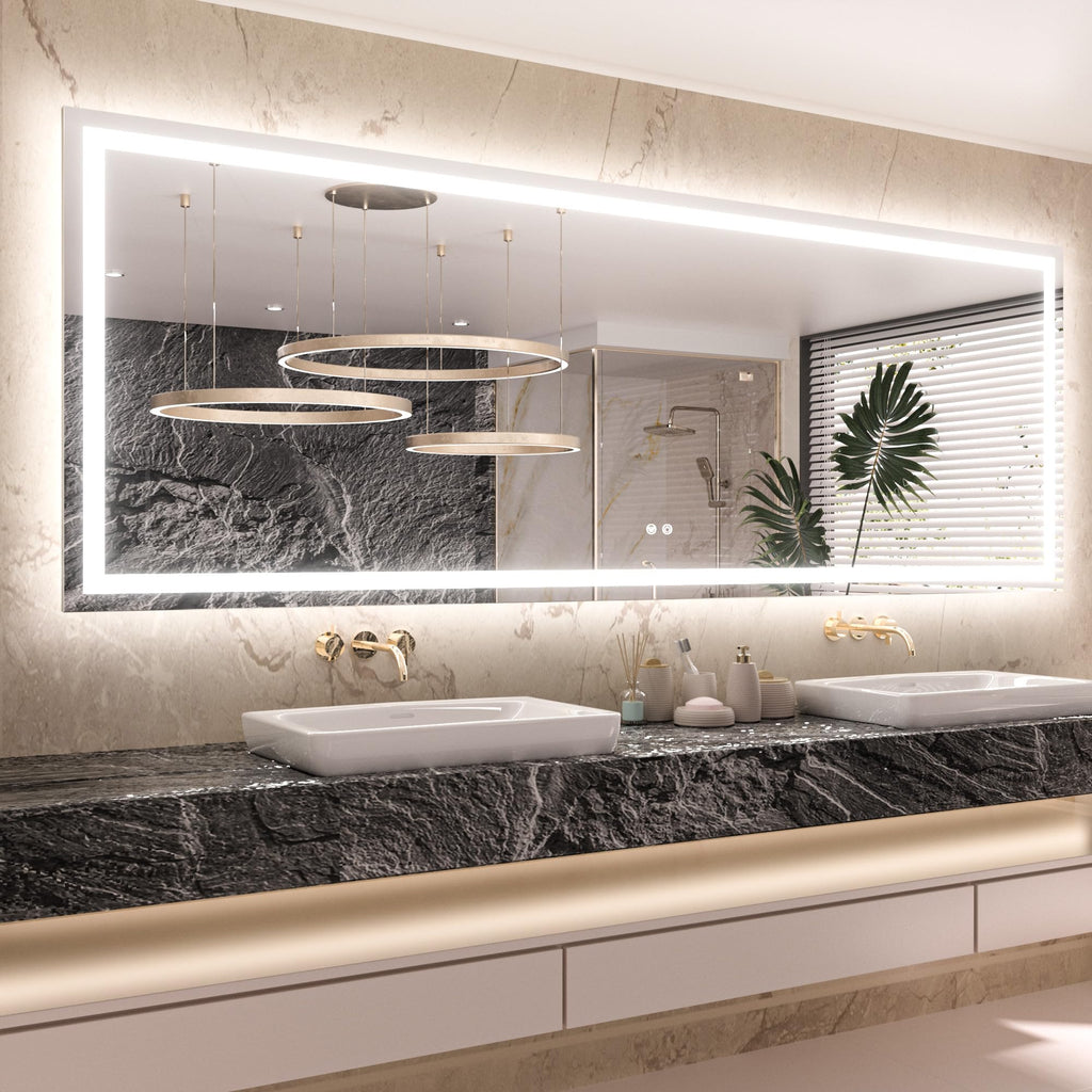 84x32 Inch LED Bathroom Mirror with Light, Effortless Installation