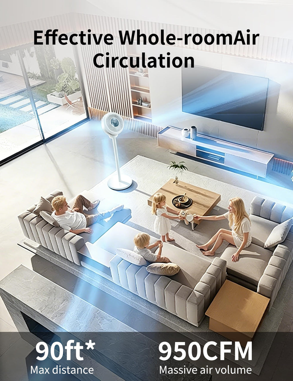 Standing Fan 180° Omnidirectional Oscillating 20dB Quiet Sleep