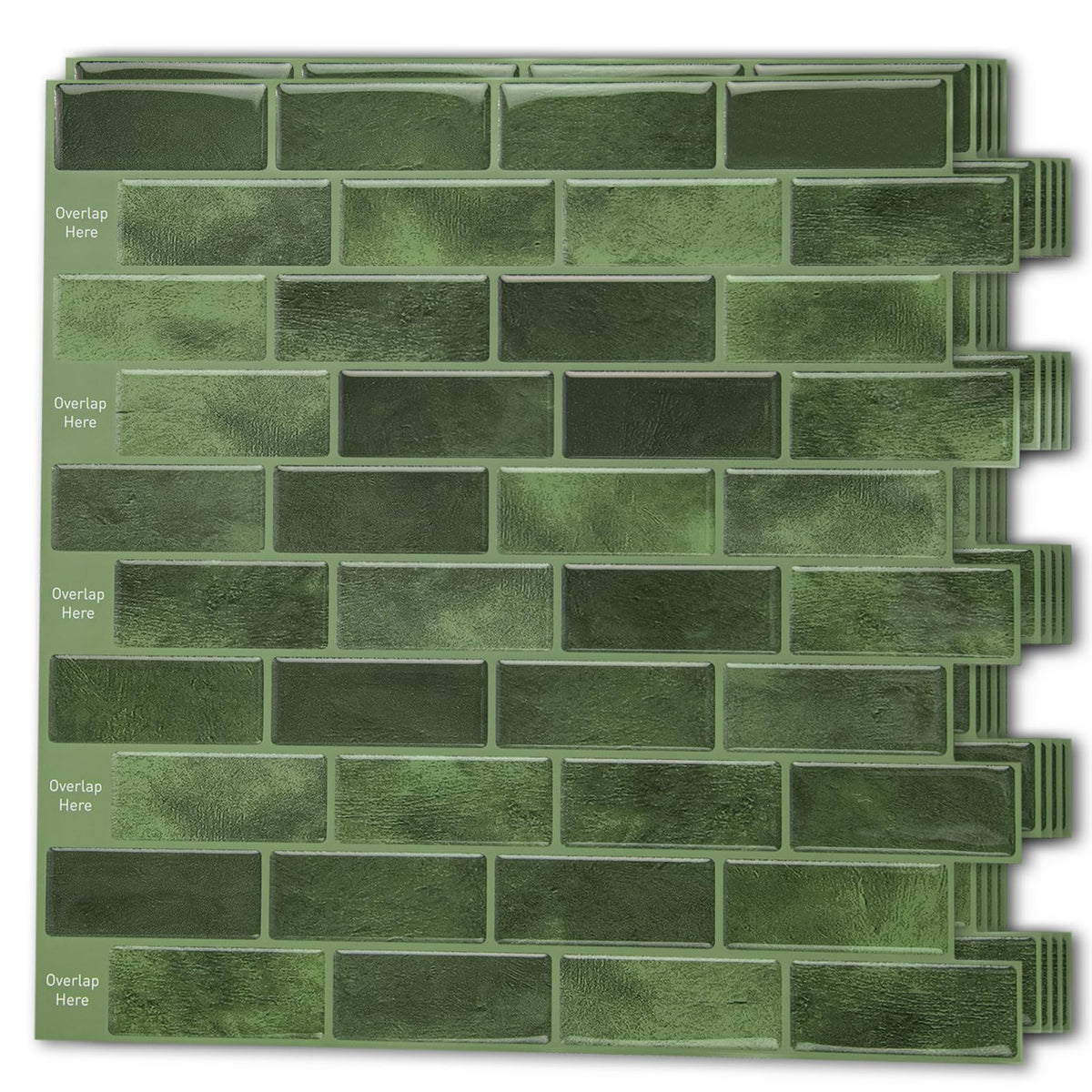 10-Pack Marble Tile Peel and Stick Backsplash, 12 x 12 in, Jade Green