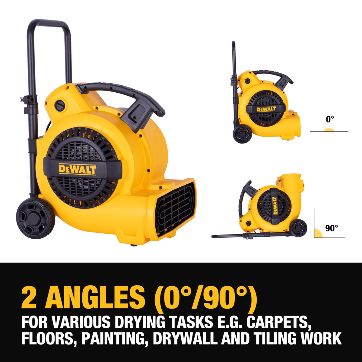 3/4 HP Air Mover, 3 Speed MAX 1800 CFM Floor Fan, Portable Utility Blower Fan, DXAM-2818 Yellow