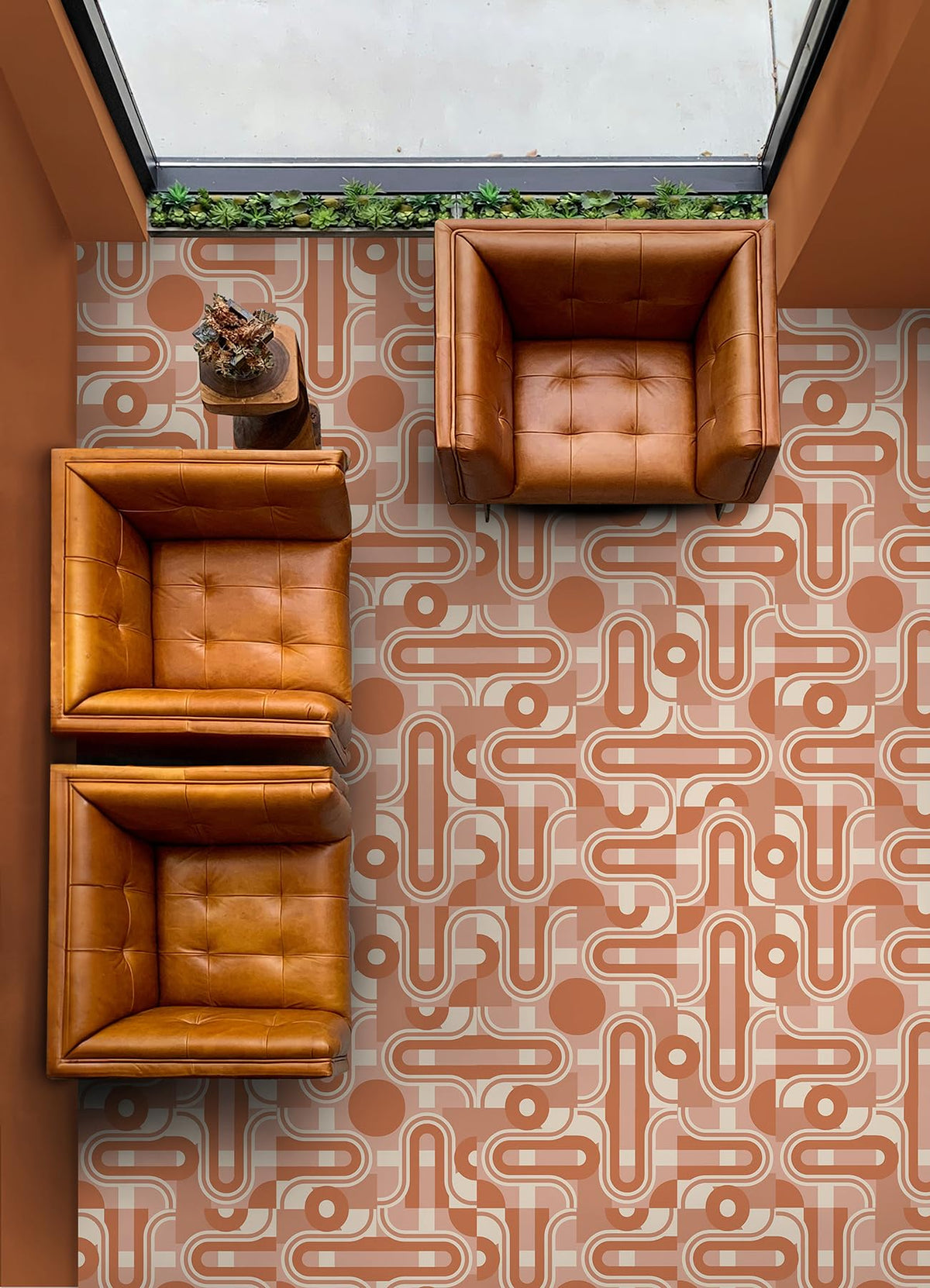 X Brenda Daworld Terracotta Peel and Stick Floor Tiles, Terracotta Geometric Removable Vinyl Flooring, Self Adhesive