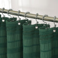 Extra Long Dark Green Boho Shower Curtain 72 x84 Cotton Blend Tufted Fabric Waffle Textured Farmhouse Shabby Chic