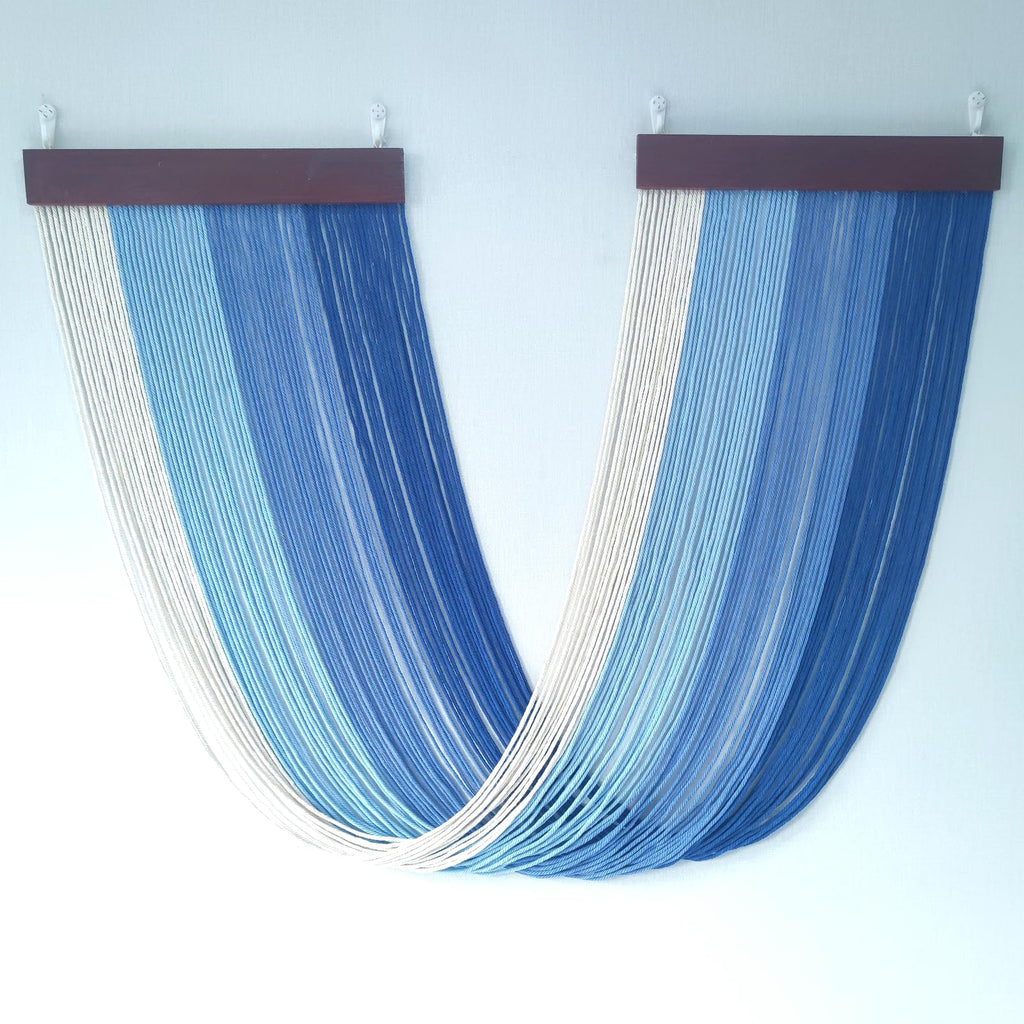 Tie-Dye Macrame Wall Hanging Large 46" Wx36 L Dip Dye Yarn Tapestry Home Boho Wall Decor Ombre Art Headboard Bedroom