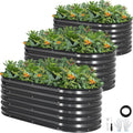 Galvanized Raised Garden Bed,4x2x1.4ft Planter Box for Deep Root Plant 3Pcs | Grey Raised Bed Kit for Gardening with