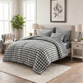 Gingham Comforter Set-Bed in A Bag 9 Pieces Bedding Set with Reversible Plaid Design, Warm & Cozy Bed Set