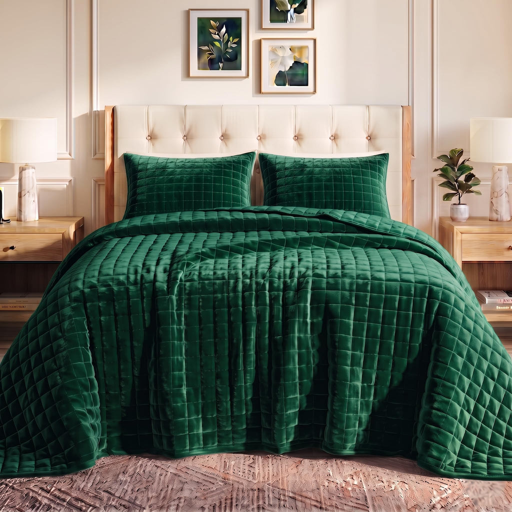 Florence Solid Quilt Set Emerald Green