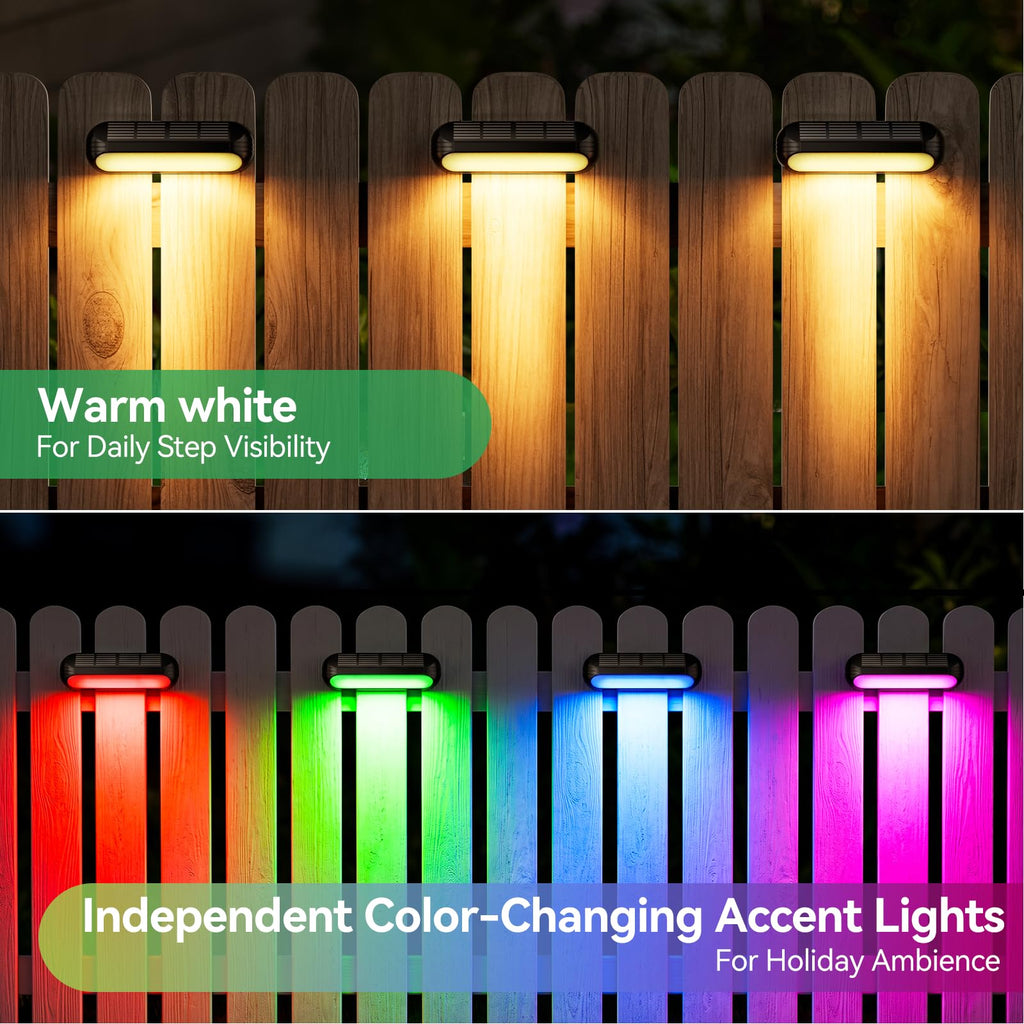 Outdoor Solar Lights for Outside, 10 Pack Bright Solar Fence Lights with Multi-Color Changing & Warm White Mode