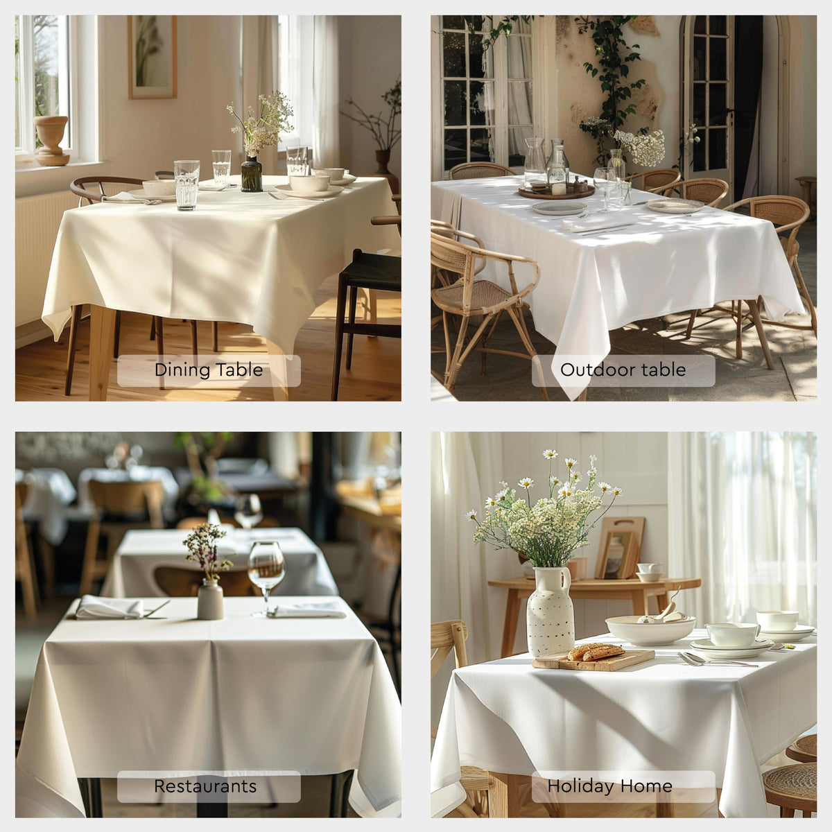 XO Cotton Tablecloth Round 56" -Round White