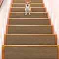 Linen Non-Slip Carpet for Wooden Steps Indoor, Peel and Stick for Wood Stairs, Machine Washable Runners for Pets, 15