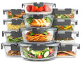 24 Pc Borosilicate Glass Meal Prep Containers with Lid,12 Pack, Grey