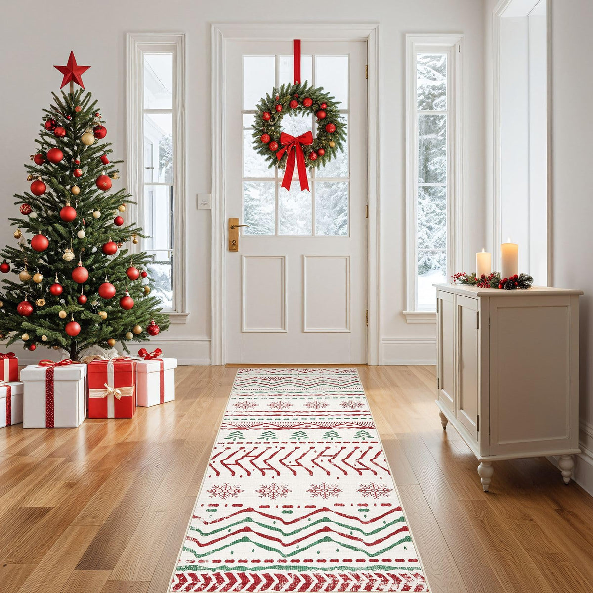 Christmas Rug Kitchen Runner Rugs: 2x6 Washable Boho Neutral Soft Modern Stain Resistant Indoor Floor Carpet Non Slip