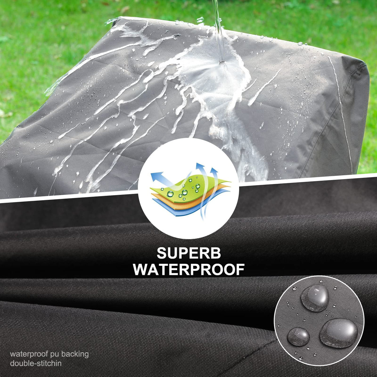 Stackable Chair Covers Outdoor Waterproof - 2 Pack (28W x 36D x 47H inches, Black) Patio Furniture Covers with