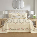 Embroidered Oversized Bedspread 100% Cotton Reversible Quilt