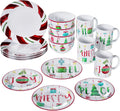 Piece Christmas-Themed Stoneware Dinnerware Set - Green/Red