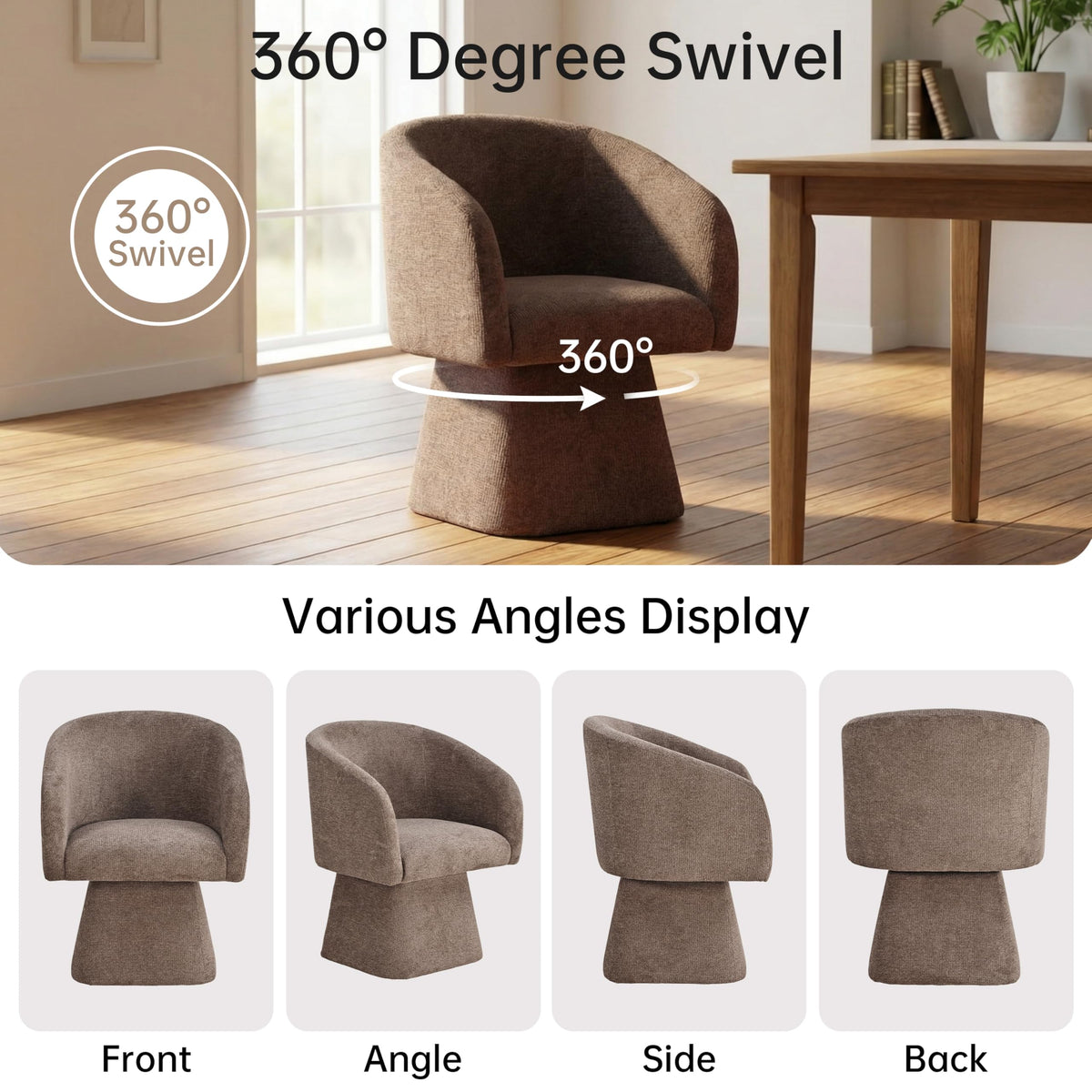Upholstered Swivel Set of 2 with Barrel Back and Arm