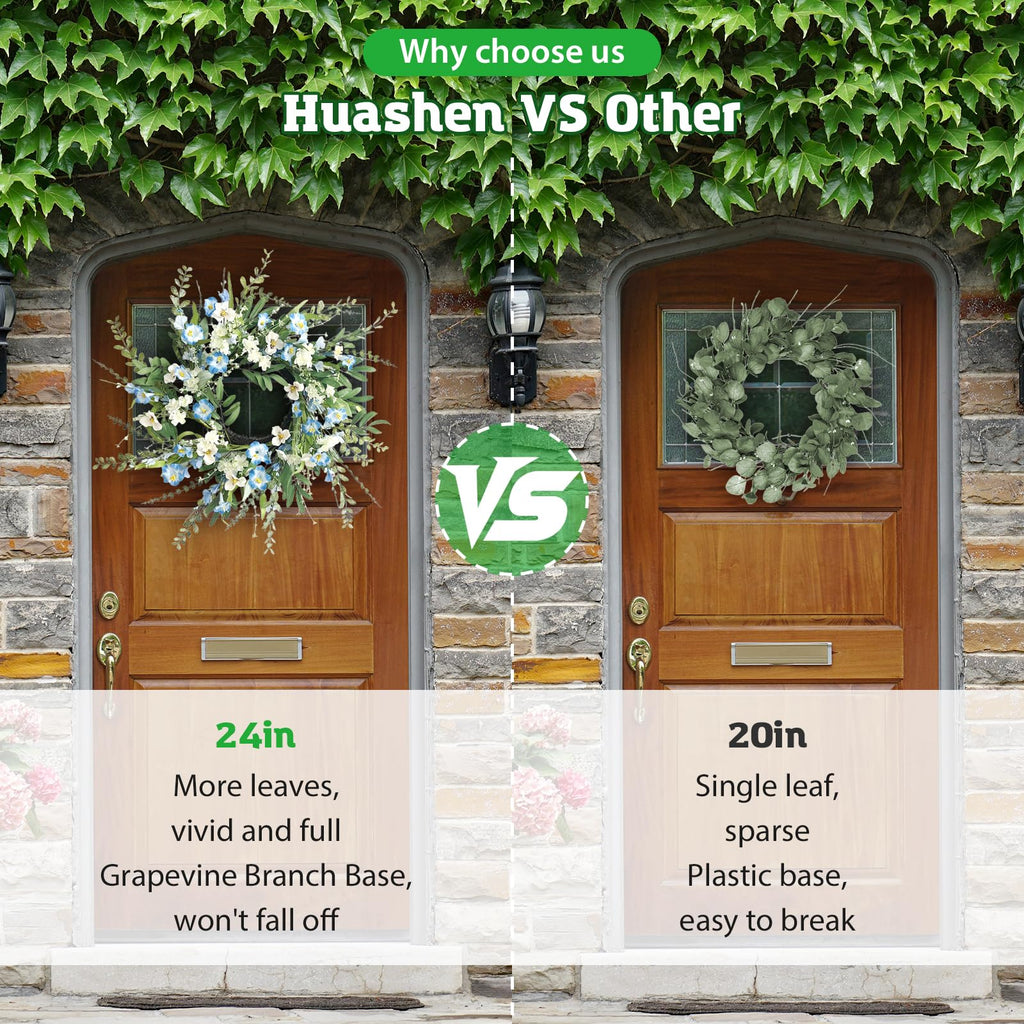 24 Inch Fall Wreath for Front Door Artificial FloralWreath