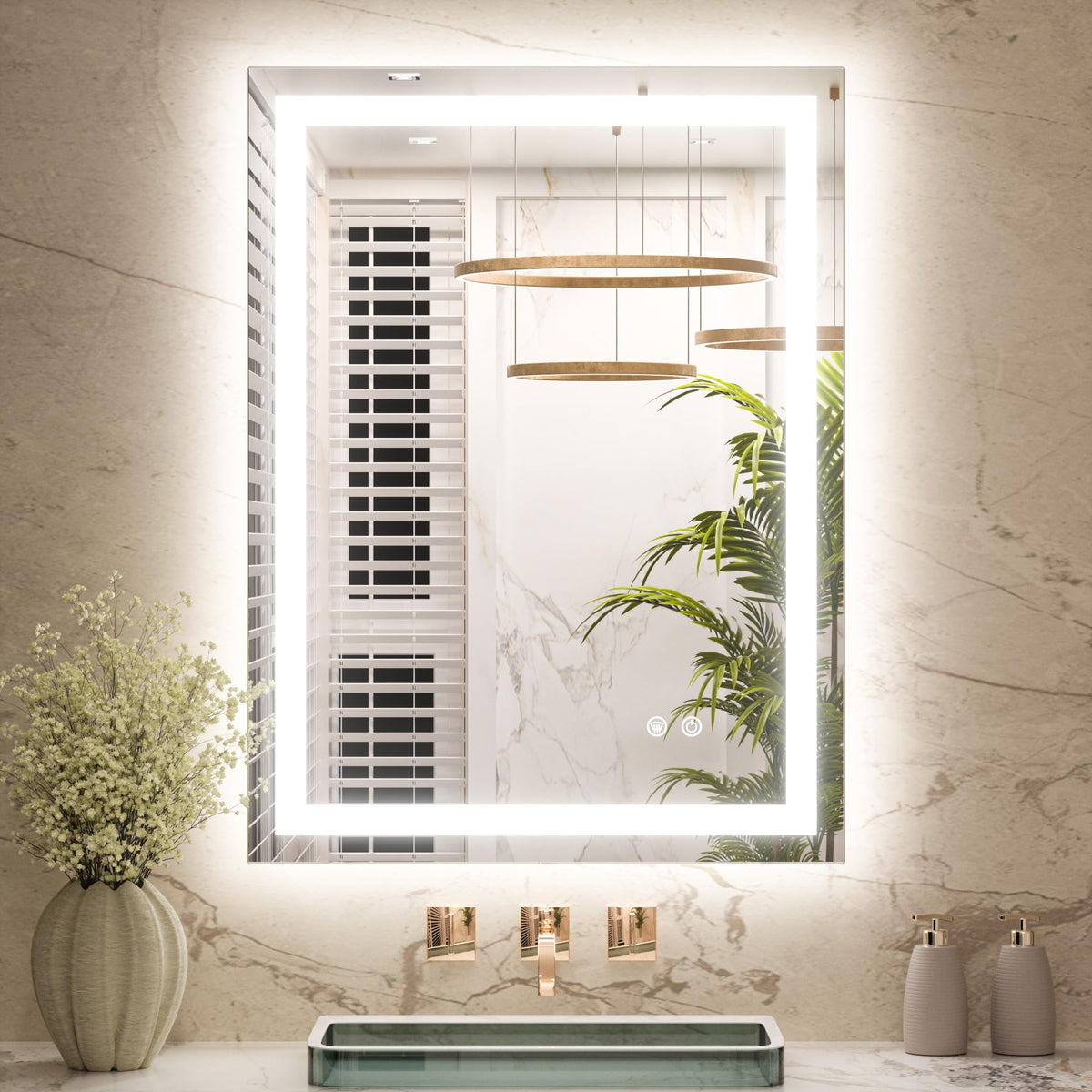 24x32 Inch LED Bathroom Mirror with Lights, Frontlit & Backlit