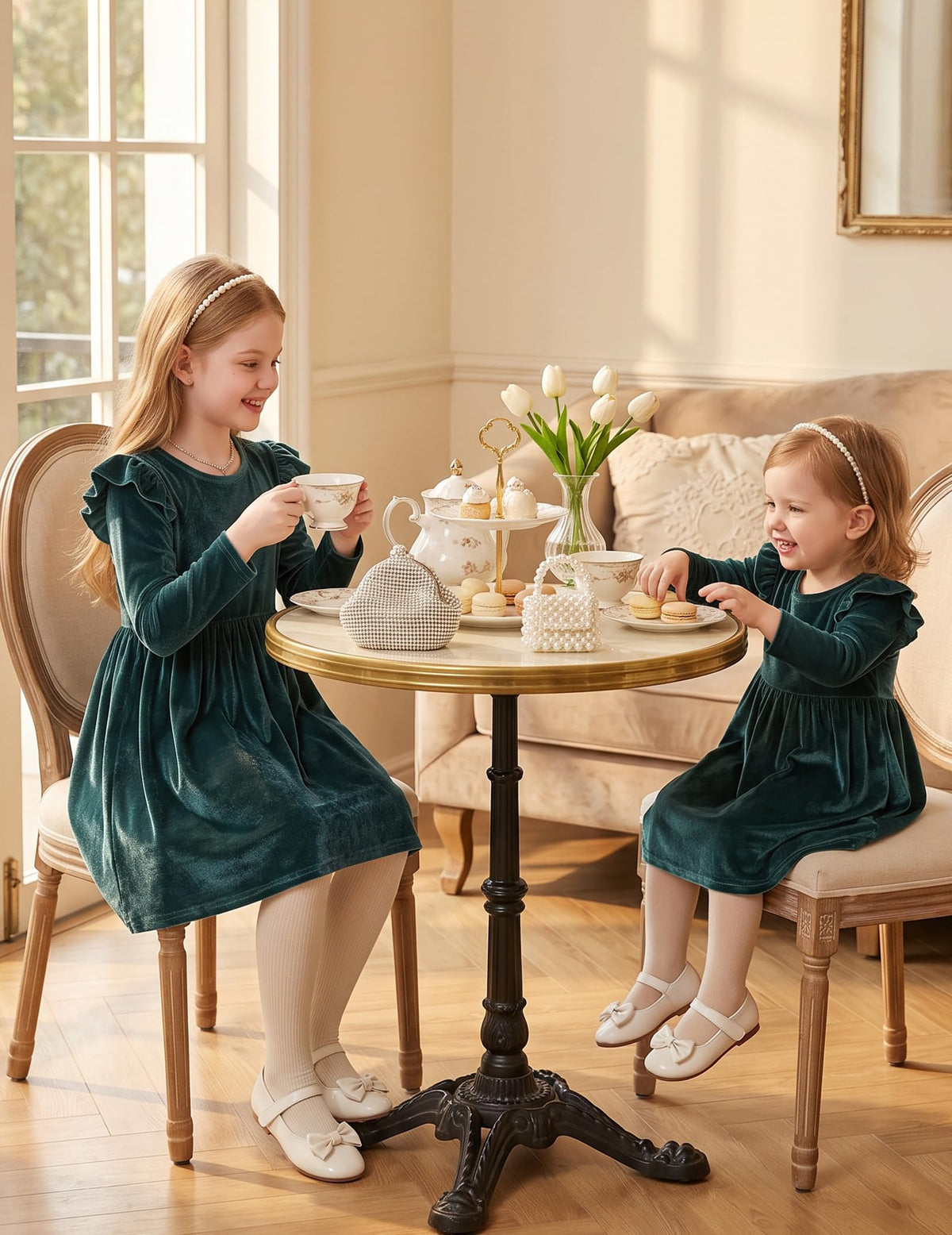 Toddler Formal Dress Party Winter Velvet Fall Dresses Blue