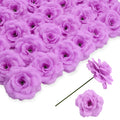 Rose Artificial Flower, 50Pcs Light Purple Rose Head Flower Bulk with Stem