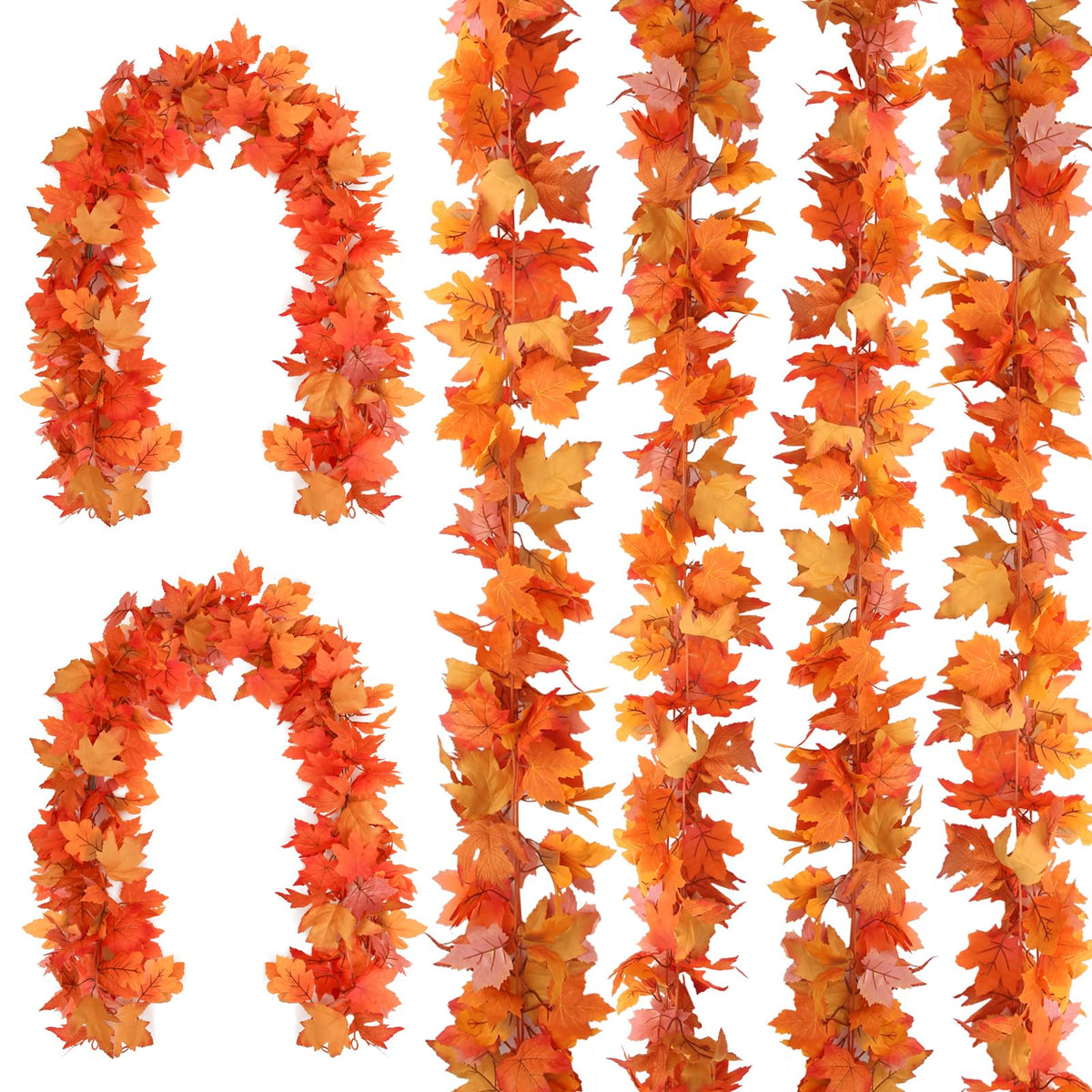 6 Pack Fall Garland with Orange Leaves