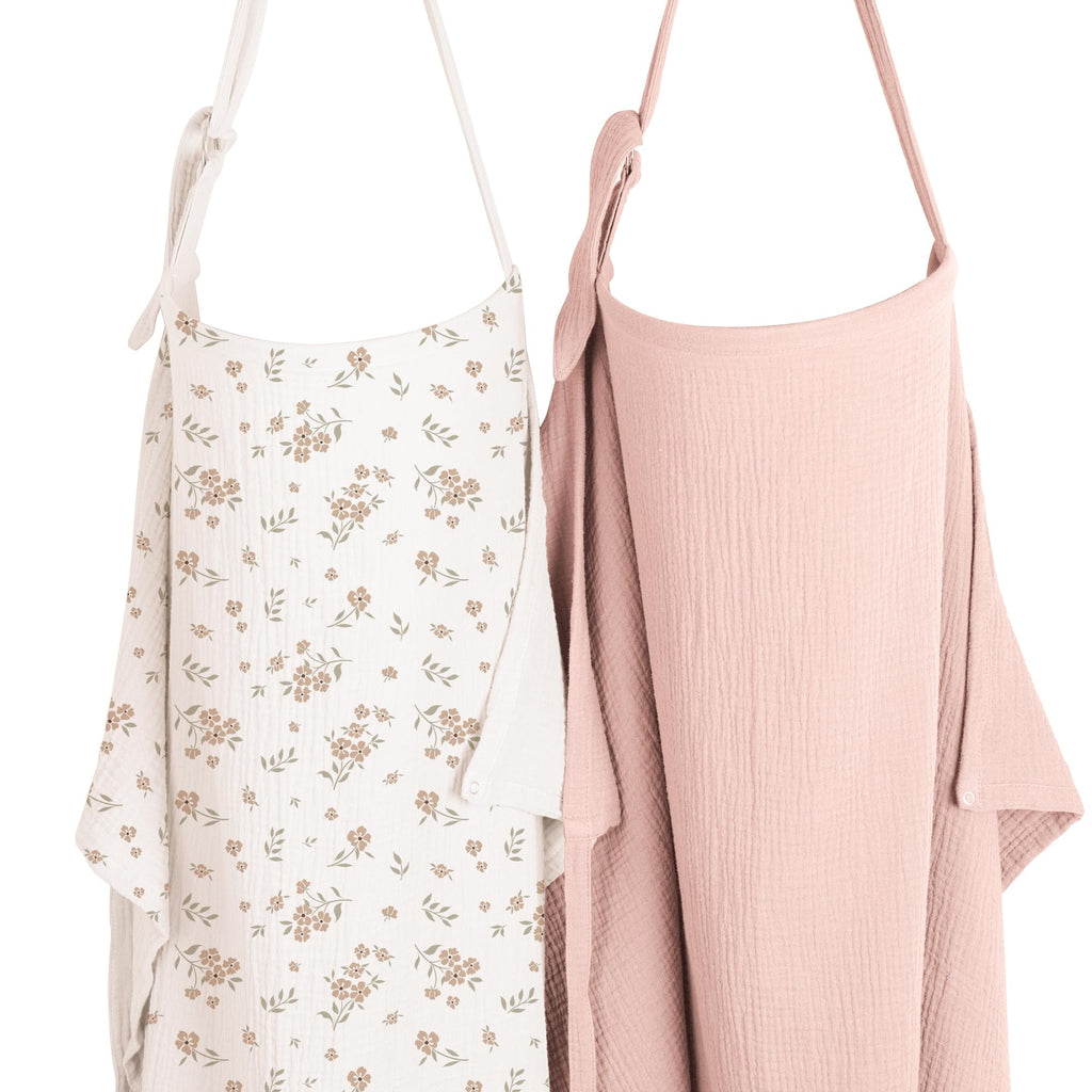 2-Pack Muslin Nursing Cover Up for Breastfeeding Mom with Rigid Hoop