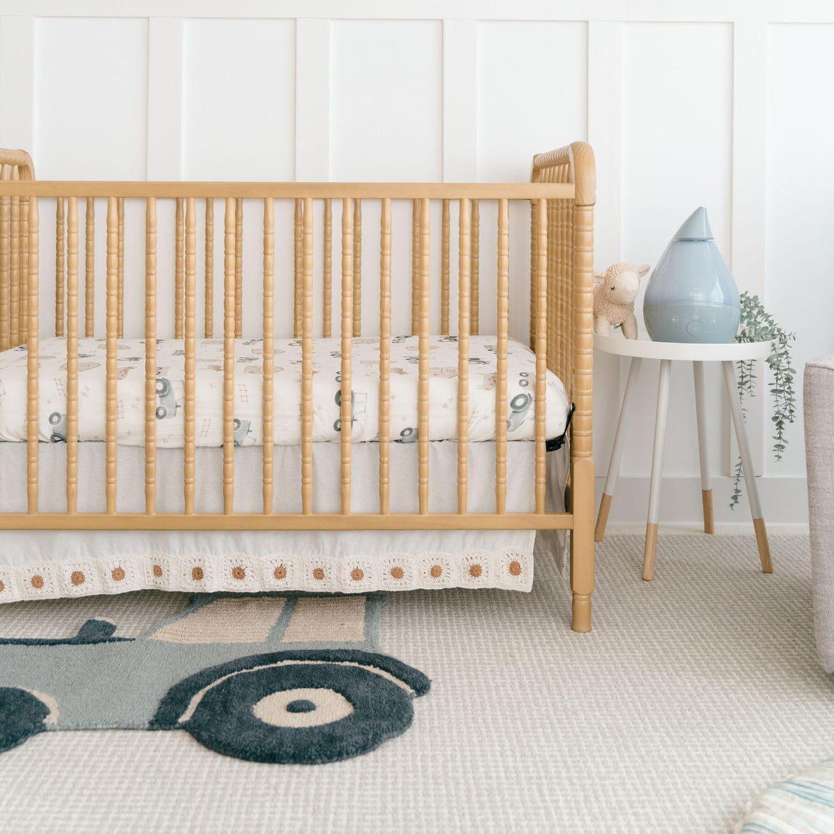 Crochet Crib Skirt, Cream Bed Skirt Cribs, Neutral Boho Scalloped Accent for Baby Boys and Girls, Crib Skirt Girl and