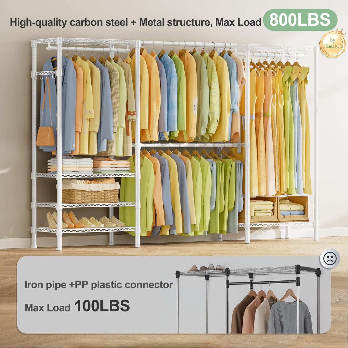 E06 Expandable Heavy Duty Clothes Rack for Reach-in Closet