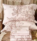 Sheets Pink Floral Sheet Set 400TC 100% Cotton Flannel-Like Warm Luxury Bed Sheet Set 4Pcs, Button Closure