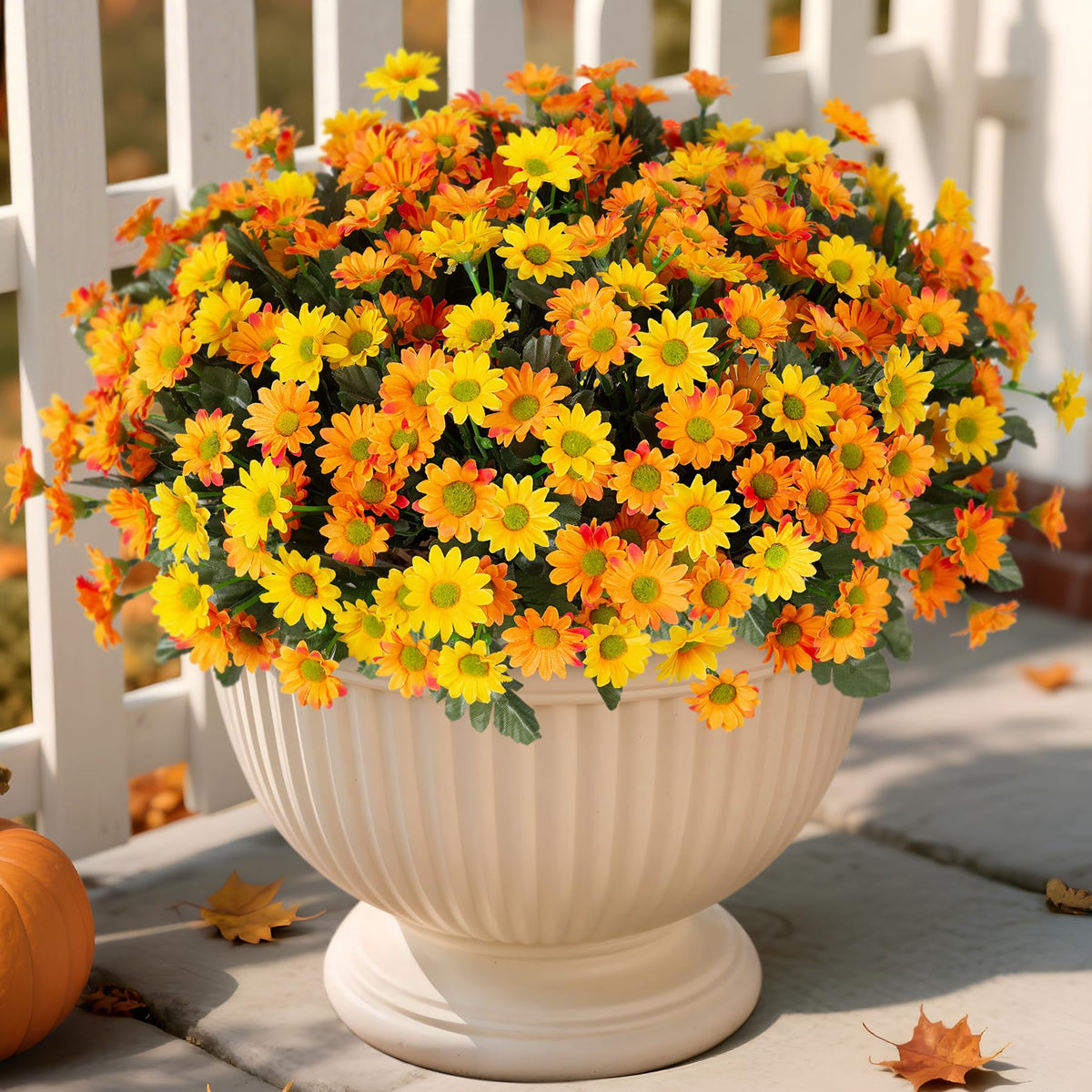 Fake Mums Fall Artificial Flowers for Outdoor Decoration 6 Bundles
