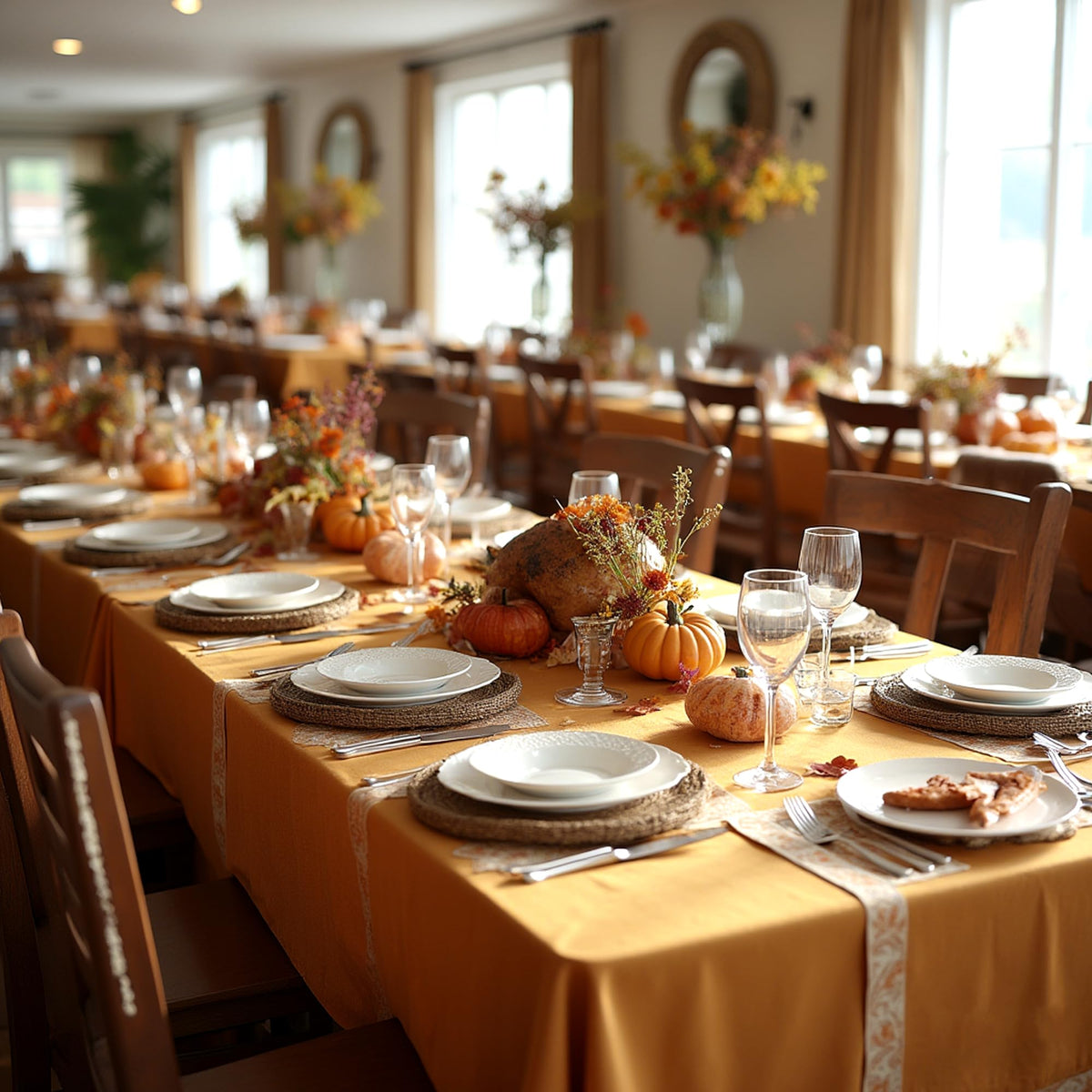 Thanksgiving Tablecloths Rectangular 60x120 Inch, 8 Pack Bronze