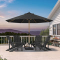 Outdoor Umbrella 11Ft Market Table Wood-Grain Finish, Black