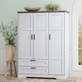 Armoire Wardrobe Closet with 3 Door, Bedroom Wooden Armoires with Full Length Mirror, Large Clothing Storage Cabinet