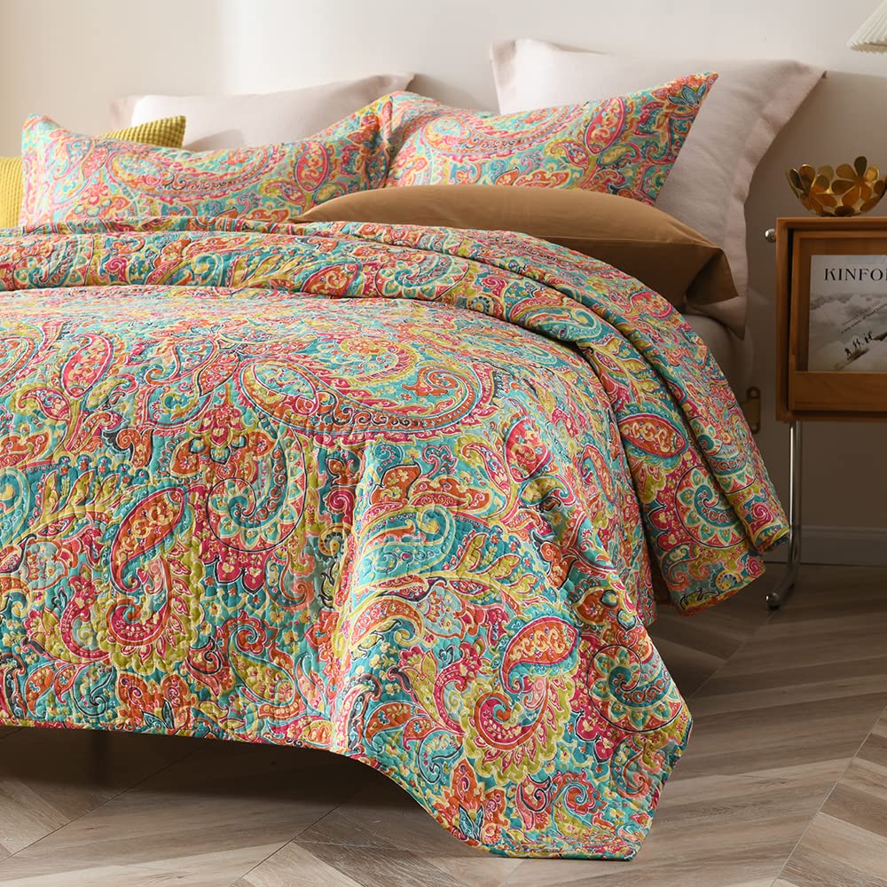 Paisley Quilt Sets, Soft Cotton Bedspread with 2 Shams