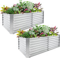 2 Pack 8×4×2ft Galvanized Raised Garden Bed Kit, Galvanized Planter Raised Garden Boxes Outdoor, Large Metal Raised