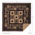 Black Check Star 6 Piece Quilt Set (1 Quilt, 2 Standard Shams, 2 Standard Pillowcase, 1 Bed Skirt)
