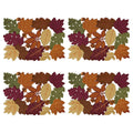 4 PCS Thanksgiving Placemats for Dining Table, 13 x 19 Inch Set of 4 Embroidered Maple Leaves Table mats for Fall