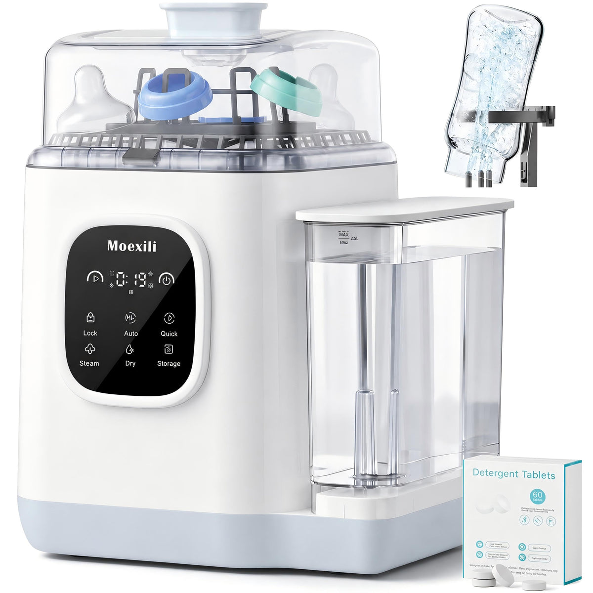 Baby Bottle Washer,Upgraded 3-Layer Cleaning,Sterilizer&Dryer
