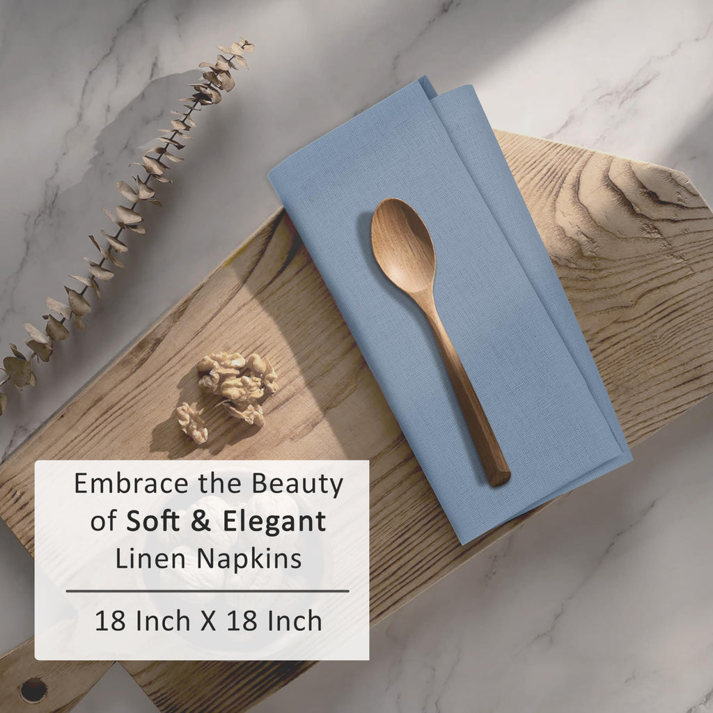 Linen Napkins Set of 12, Linen Cotton Blend 18"x18" - Grey