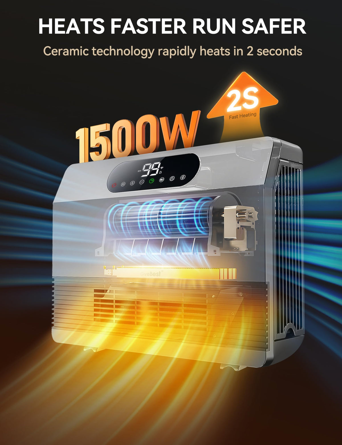 Smart Wall Heater, 1500W Fast Heating Space Heater with ALCI Plug