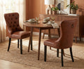 Brown Leather Dining Chairs Set of 2 Mid Century Modern Dining Room Chairs Tufted Upholstered Kitchen Dining Chairs