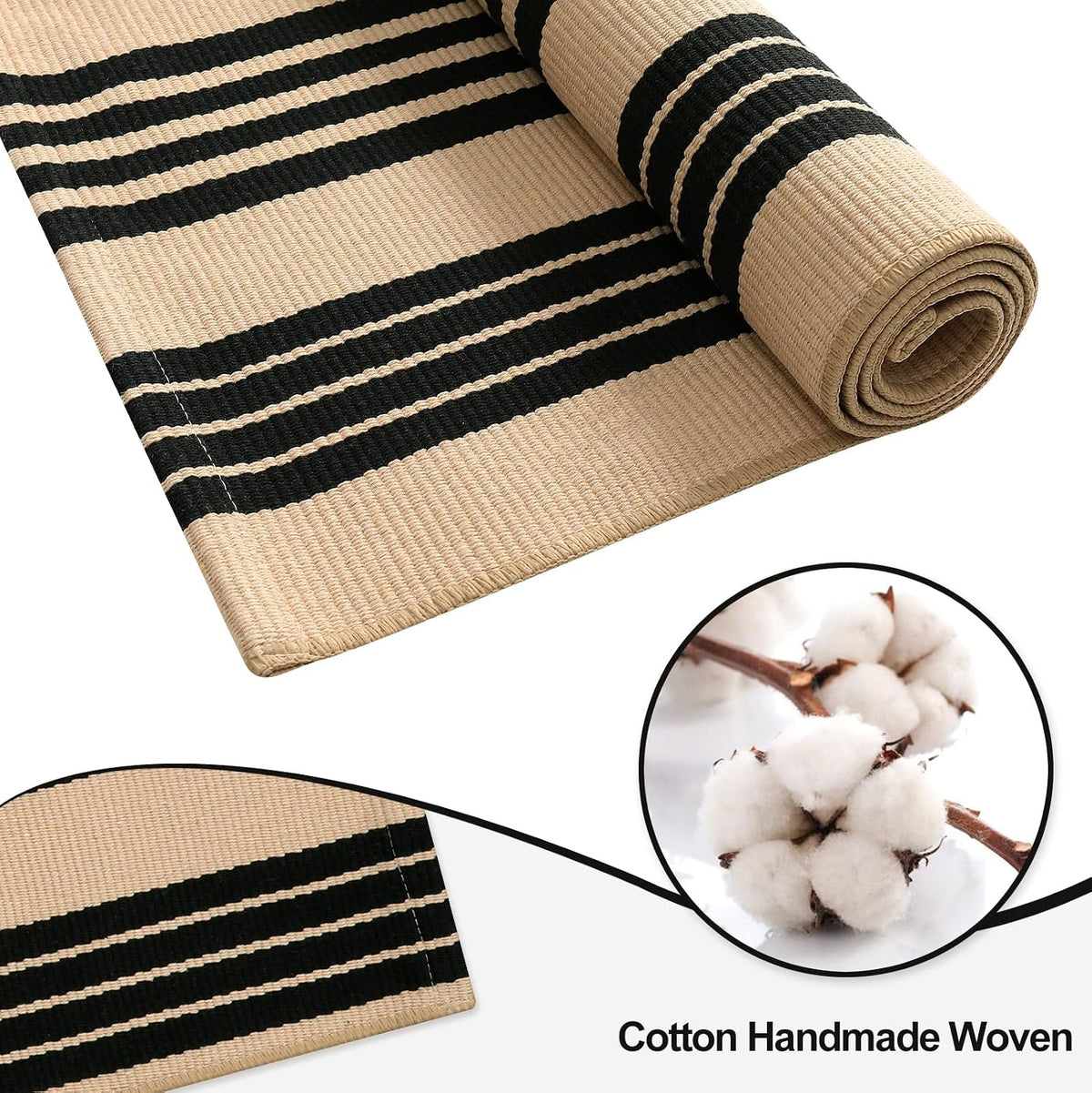 Outdoor Patio Rug, Black and Tan Striped Outdoor Rugs Fall Decor