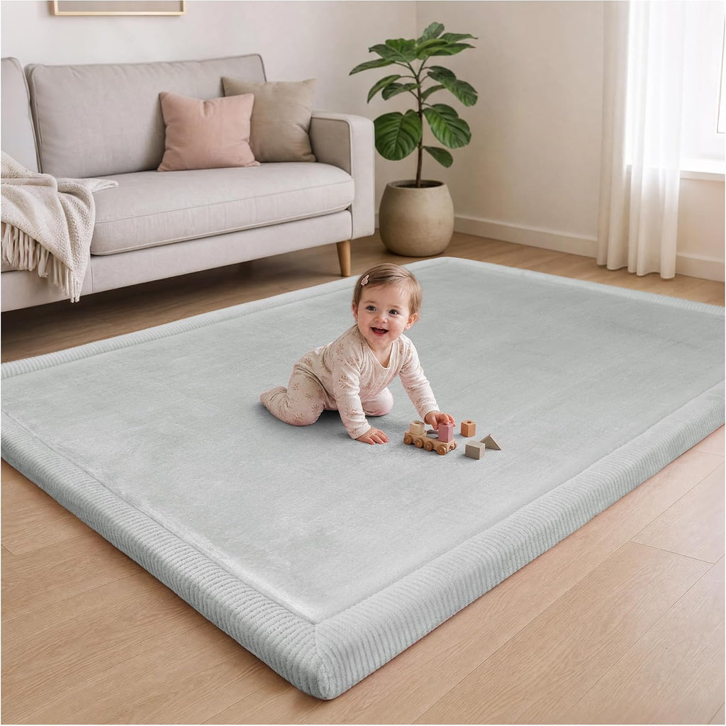 KKS 1.3in Thick Baby Play Mat for Floor, Water-Resistant Playmat, 80"x60"