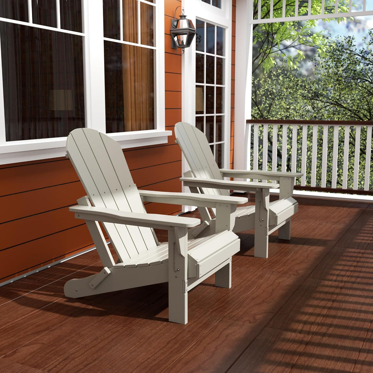 Laguna Folding Adirondack Chairs Set of 2, HDPE Patio Chair, All Weather Use Fire Pit Chair for