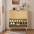 Shoe Storage Cabinet with 2 Flip Drawers, Narrow, Fits 12-16 Pairs