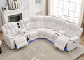 Power Recliner Sectional Sofa Couches with Bass Speakers, Faux Leather Reclining Corner Sectionals Sofa Couch Sets